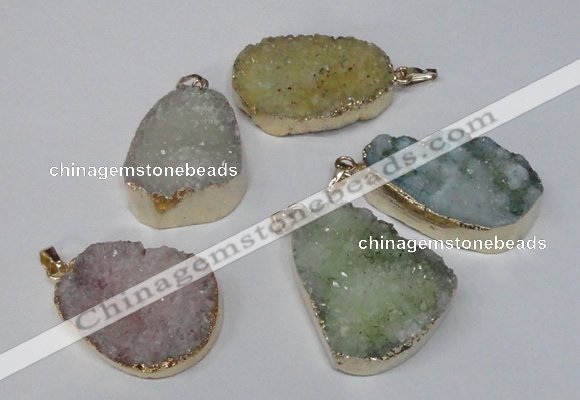 NGP1514 20*30mm - 25*35mm freeform plated druzy agate pendants