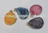 NGP1515 20*30mm - 25*35mm freeform plated druzy agate pendants