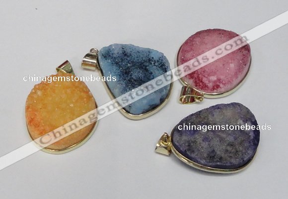 NGP1515 20*30mm - 25*35mm freeform plated druzy agate pendants