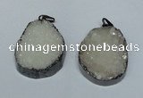 NGP1518 30*35mm - 30*40mm freeform plated druzy agate pendants