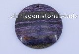 NGP152 2pcs 45mm flat round fashion long spar stone pendants