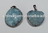 NGP1522 30*35mm - 30*40mm freeform plated druzy agate pendants