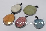 NGP1523 30*35mm - 30*40mm freeform plated druzy agate pendants