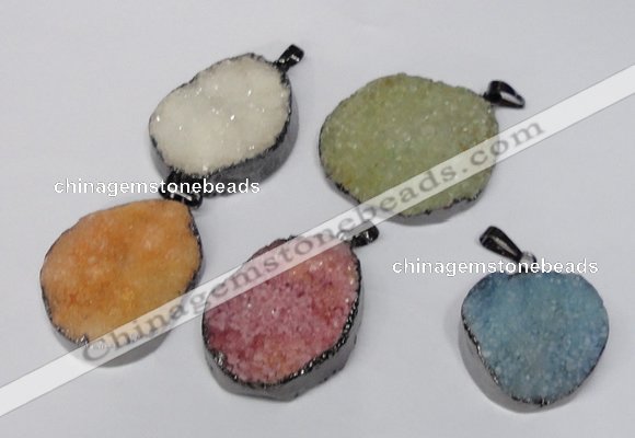 NGP1523 30*35mm - 30*40mm freeform plated druzy agate pendants