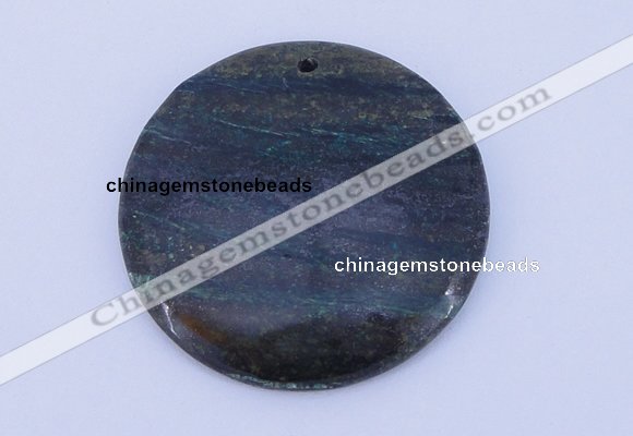 NGP155 2pcs 45mm flat round fashion long spar stone pendants
