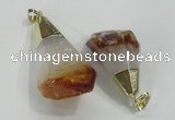 NGP1550 20*35mm - 25*45mm faceted nuggets citrine gemstone pendants