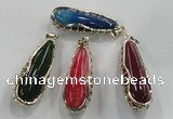 NGP1563 18*25*65mm teardrop agate with brass setting pendants