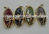 NGP1564 8*28*60mm oval agate with brass setting pendants