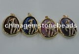 NGP1565 8*40*50mm teardrop agate with brass setting pendants