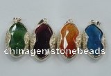 NGP1566 11*32*58mm marquise agate with brass setting pendants