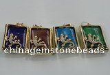 NGP1568 9*33*45mm rectangle agate with brass setting pendants