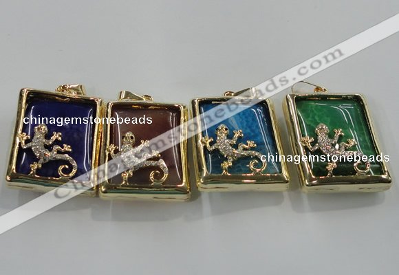 NGP1568 9*33*45mm rectangle agate with brass setting pendants