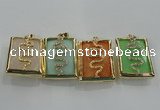 NGP1569 9*35*45mm rectangle agate with brass setting pendants