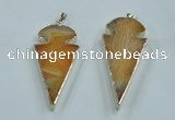 NGP1571 30*65mm arrowhead agate gemstone pendants