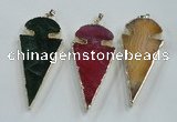 NGP1574 30*65mm arrowhead agate gemstone pendants