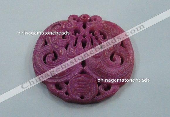 NGP1610 67*68mm Carved dyed natural hetian jade pendants wholesale