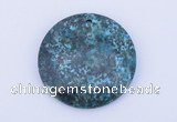 NGP163 2pcs 40mm flat round dyed chrysocolla gemstone pendants