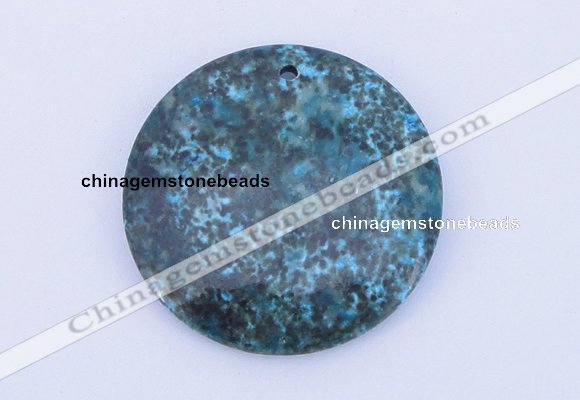 NGP163 2pcs 40mm flat round dyed chrysocolla gemstone pendants