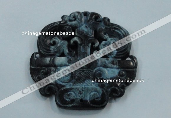NGP1642 63*65mm Carved dyed natural hetian jade pendants wholesale