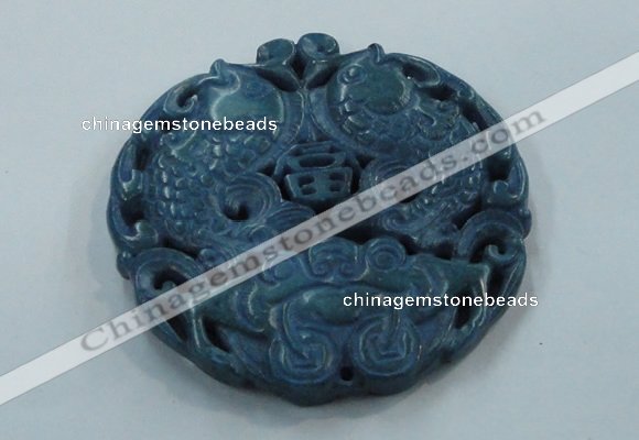NGP1644 66*67mm Carved dyed natural hetian jade pendants wholesale