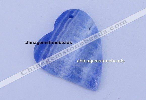 NGP165 2pcs 36*40mm heart dyed blue lace agate gemstone pendants