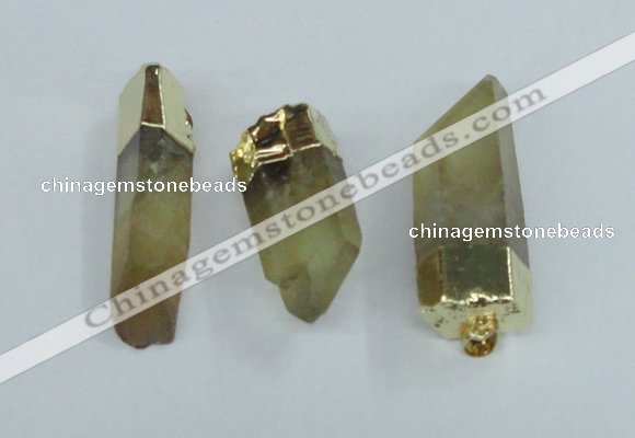 NGP1668 12*35mm - 18*50mm faceted nuggets lemon quartz pendants