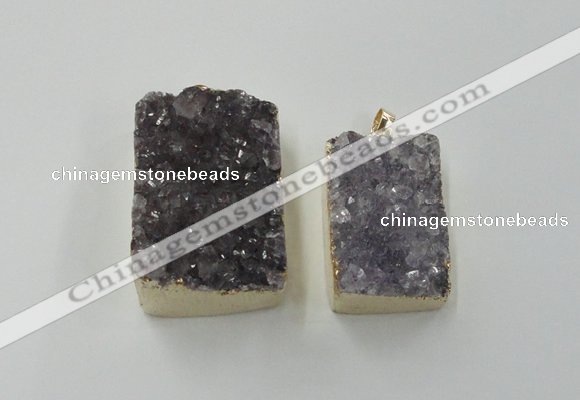 NGP1670 25*35mm - 30*45mm rectangle druzy amethyst pendants