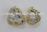 NGP1675 35*40mm - 45*50mm freeform plated druzy agate pendants