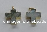 NGP1681 25*26mm - 27*28mm cross druzy agate pendants wholesale