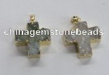 NGP1682 25*26mm - 27*28mm cross druzy agate pendants wholesale