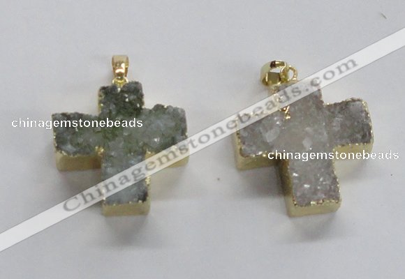 NGP1682 25*26mm - 27*28mm cross druzy agate pendants wholesale