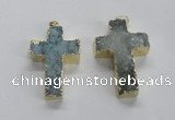 NGP1685 30*45mm - 32*50mm cross druzy agate pendants wholesale