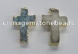 NGP1686 30*45mm - 32*50mm cross druzy agate pendants wholesale