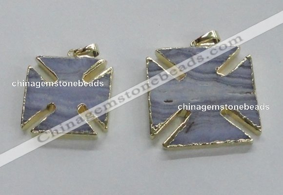 NGP1689 30*30mm - 33*33mm blue lace agate gemstone pendants