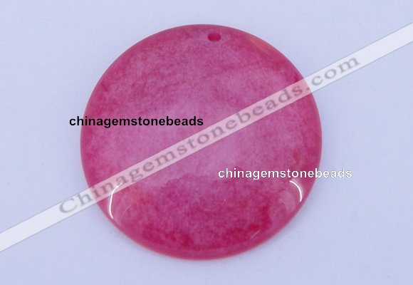 NGP170 2pcs 45mm flat round dyed white jade gemstone pendants