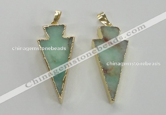 NGP1702 18*39mm arrowhead australia chrysoprase pendants