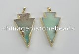 NGP1703 27*47mm arrowhead australia chrysoprase pendants