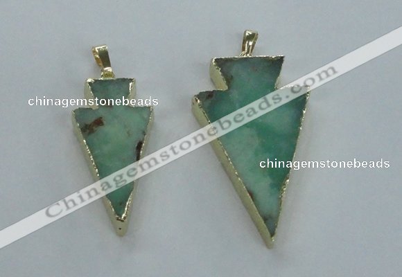 NGP1704 18*38mm - 27*47mm arrowhead australia chrysoprase pendants