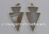 NGP1713 28*50mm - 30*55mm arrowhead agate gemstone pendants