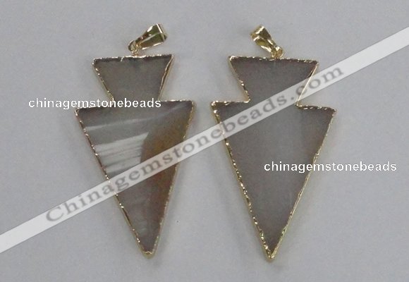 NGP1713 28*50mm - 30*55mm arrowhead agate gemstone pendants