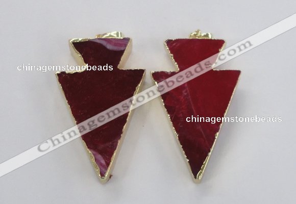 NGP1715 28*50mm - 30*55mm arrowhead agate gemstone pendants