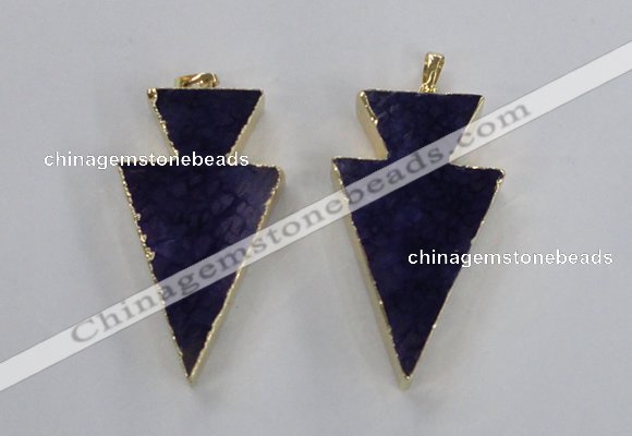 NGP1716 28*50mm - 30*55mm arrowhead agate gemstone pendants