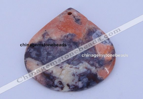 NGP172 2pcs 6*44mm flat teardrop brecciated jasper gemstone pendants