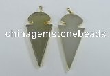 NGP1721 30*65mm arrowhead agate gemstone pendants wholesale