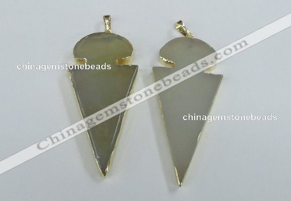 NGP1721 30*65mm arrowhead agate gemstone pendants wholesale