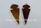 NGP1722 30*65mm arrowhead agate gemstone pendants wholesale