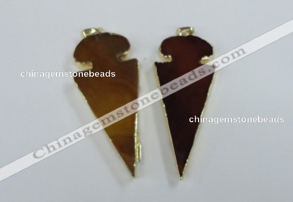 NGP1722 30*65mm arrowhead agate gemstone pendants wholesale