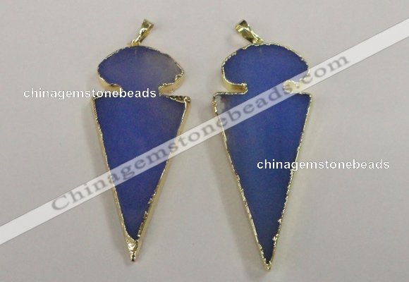 NGP1723 30*65mm arrowhead agate gemstone pendants wholesale