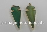 NGP1724 30*65mm arrowhead agate gemstone pendants wholesale