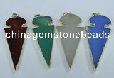 NGP1725 30*65mm arrowhead agate gemstone pendants wholesale